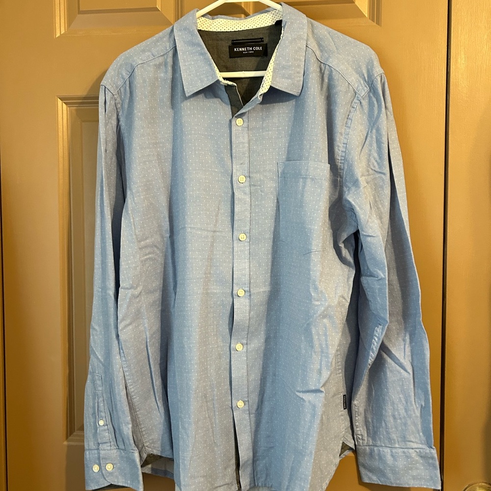 Kenneth Cole Men's Sky Blue Button-Down Dress Shirt